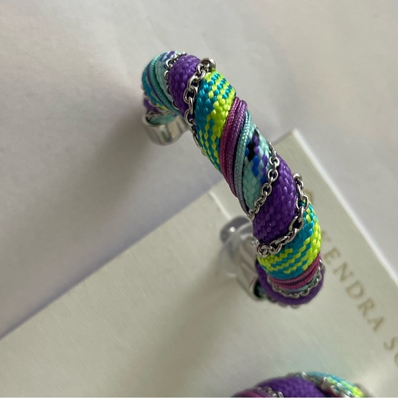 NEW Kendra Scott Masie Corded Large Hoop Earrings Silver Multicolor Pierced $98 - Picture 5 of 10